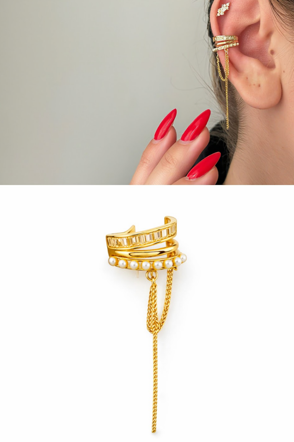 Velvet Chain Earcuff Küpe