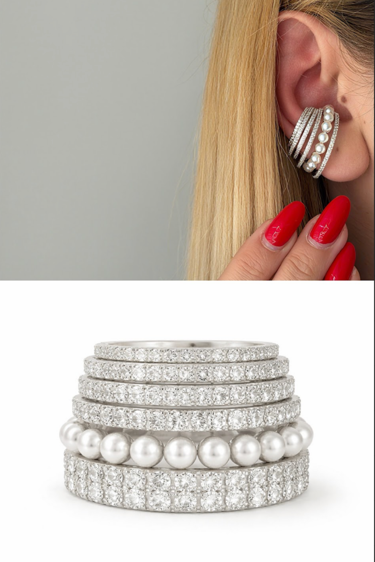 Pearl Wave Earcuff Küpe
